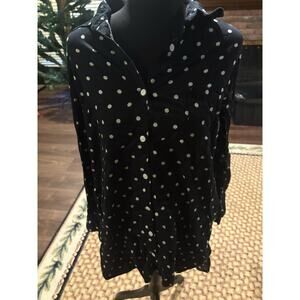 Allison Rhea Button Up Polka Dot Mini Dress/shirt Size Small Blk (1D)